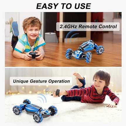Gesture Sensing RC Stunt Car, 2.4GHz 4WD Remote Control Gesture Sensor Toy Cars,Drift Remote Control Car with 360° Flips, Lights & Music, for Boys Girls Ages 5-12
