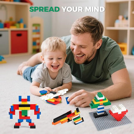 500 Piece Classic Building Bricks and 1 Gray Baseplate, 2x4 Bricks Bulk Creative Building Toys, Blocks Bulk for Kids Ages 6+, 7 Colors(Samll Bricks, 1.25x0.62x0.47 in)