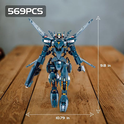 Mech Robot Transforming Building Blocks Set for Adults, Blue City Protector Mecha Model Action Figures, Cool Creative Robots STEM Toys Gift for Teens Boys, 569 Pieces
