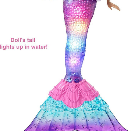 Barbie Dreamtopia Doll, Mermaid Toy with Water-Activated Light-Up Tail, Pink-Streaked Hair & 4 Colorful Light Shows