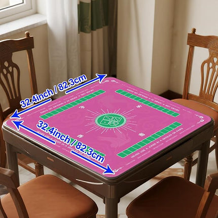Mahjong Mat - 32.4x32.4 Inch Noise Reduction Anti-Slip Gaming Mat for Mahjong, Poker, Board Games, Card Games, Dominoes (Pink)