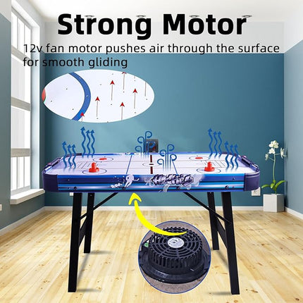 Air Hockey Table Foldable 4ft Powered Hockey Game Table 48 inch Indoor Electric Hockey Table w/2 Pucks, 2 Pushers,Shuffleboard,Bowling,Powerful 12V Motor for Adults and Kids