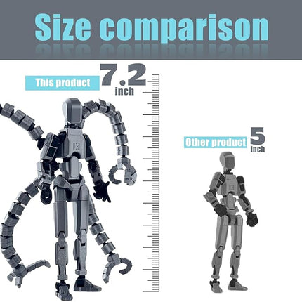 Assembly Completed T13 Action Figure,T13 Action Figure Multi-Jointed Movable,Ultimate Desktop Decor for Lovers t-13 Movability 3D Printed Toys (Black, 7.2in)