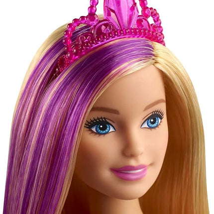 Barbie Dreamtopia Royal Fashion Doll & Accessory, Blonde with Purple Hairstreak Wearing Removable Pink Skirt & Headband