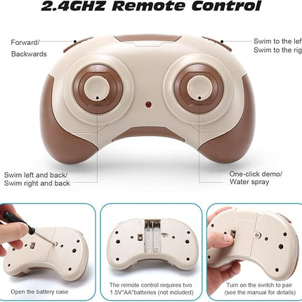 Dinosaur Pool Toys for Kids 5-7, Mosasaurus Water Dinosaur Toy | 2.4G Remote Control | One-Key Demo RC Dino Boat Shark Pool Diving Bath Toys with Light and Spray Water for Boys Girls