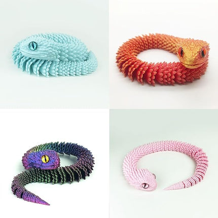 12in 3D Printed Snake Toys, Flexible 3D Printed Animal, Fidget ADHD Snake Toys, Perfect Desk Pet for Animal Collectors