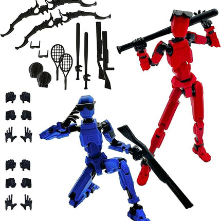 3D Printed 5.54-inch Multi-Jointed Action Figures Dummy13, Full Body Mechanical Movable Toy, Multiple Accessories, Hand Painted Figure, Desk Decoration, Creative Gifts (Sport-set1)
