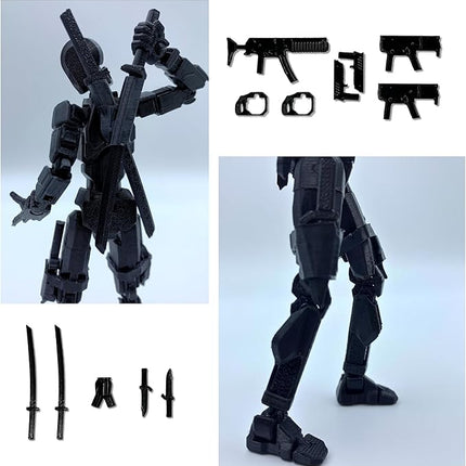 Pre-Assemly 3D Printed 5.54'' Stick 13 Action Figure, Multi-Jointed Tian13, Articulated T13 Desktop Decoration,12 in 1 Accessories, Best Birthday Festival Gift (Transparent)