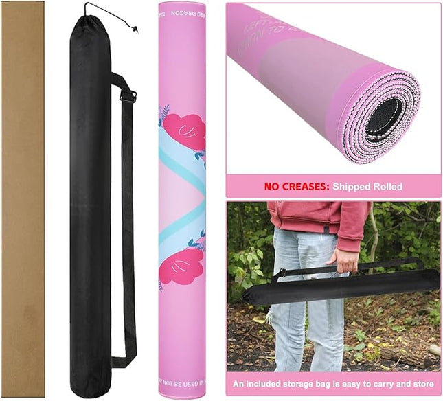 Mahjong Mat, No Creases Mahjong Mat for Table, 31.5x31.5 Inch Anti Slip Noise Reduction Mah jongg Mat, Mahjong Gifts with Carrying Bag, Mahjong Table Mat for Dominoes, Poker, Card, Board Games (Pink)