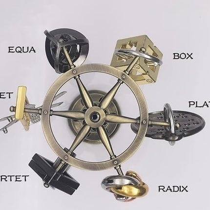 Metal Brain Teaser Puzzle Set - 6 Puzzles with Display Rack, 3D Logic Games for Teens Adults, Gift for Christmas, Valentine's Day, Birthday, Anniversary & Family Party Game