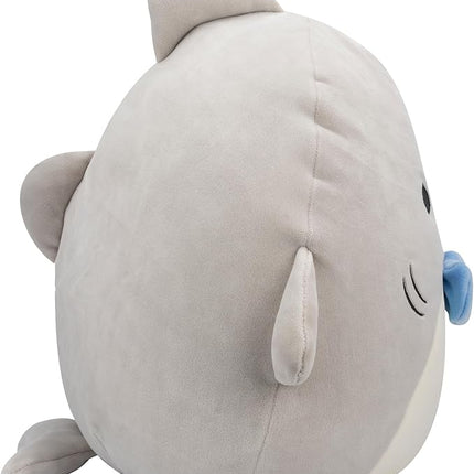 Squishmallows SQCR05379 7.5-Inch-Gordon The Grey Shark with Blue Bowtie, Multicolour
