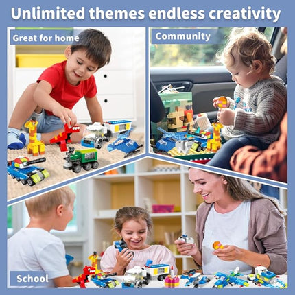 1100 Piece Building Blocks Classic Building Toys, Creative Bulk Building Bricks Sets Compatible with Legos Baseplate Sets 17 Colors Mixed 147 Shapes for Kids Party Favors Birthday