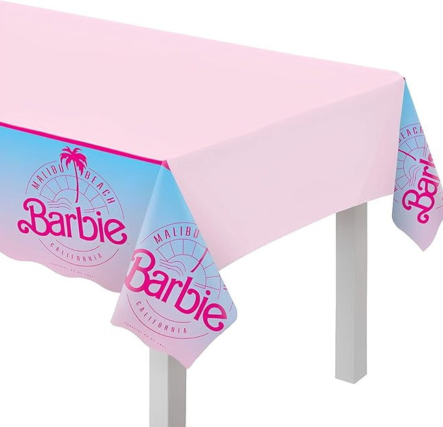 Amscan Vibrant Multicolor Plastic Malibu Barbie Table Cover - 54" x 96" (1 Pc.) - Durable & Stylish Design - Perfect for Kids' Party