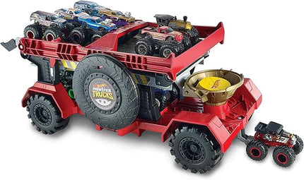 Hot Wheels Monster Trucks Playset, Toy Truck & Car, Down Hill Race & Go with 1:64 Scale Bone Shaker & 1:64 Scale Vehicle