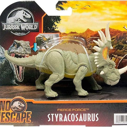Jurassic World Fierce Force Styracosaurus Camp Cretaceous Authentic Dinosaur Strike Motion Action Figure, Movable Joints, Gift 3 Years & Older