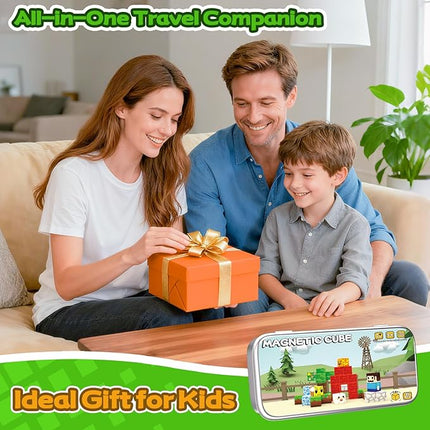 35PCS Mini Magnetic Blocks, Travel Magnetic Building Cubes with Storage Box, Portable Magnetic Toys Set for Boys & Girls 3-5, Birthday Gifts