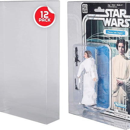 EVORETRO Plastic Box Case Protector for Hasbro Star Wars 40th Anniversary Edition 6 inches Carded Toy Action Figures - 12 Pack - 0.35mm Clear, Scratch, Dust, Impact, Resistant Protective Case