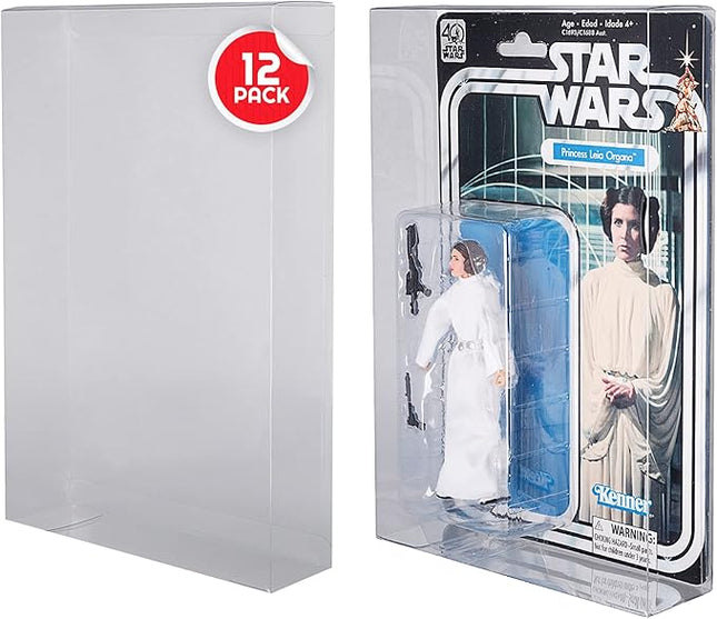 EVORETRO Plastic Box Case Protector for Hasbro Star Wars 40th Anniversary Edition 6 inches Carded Toy Action Figures - 12 Pack - 0.35mm Clear, Scratch, Dust, Impact, Resistant Protective Case