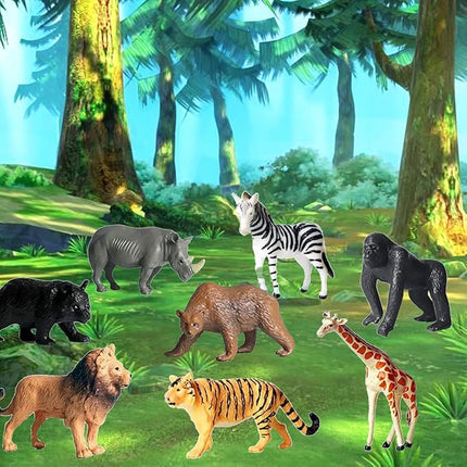 12 Pcs Figures Toys Realistic Mini Safari Zoo Animal Figurines, Plastic Learning Educational Playset Animal Themed Party Supplies Cake Topper Ornaments for Easter Egg Birthday Christmas