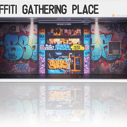 Display Case for Hot Wheels: Stackable Parking Garage for 1/64 Scale Matchbox Toy Car, FoamBoard Storage for Monster Trucks with LED Light and Acrylic Cover, 2025 Upgraded Graffiti Wall