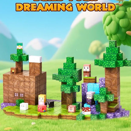 126PCS Magnetic Building Blocks: Forest Castle Magnetic Blocks Building Toys, Toddler Magnet Toys STEM Building Game Sensory Gift for Kids Ages 3 4 5 6 7 8 9+ Boys Girls Birthday Gifts