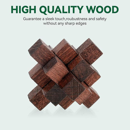 24 Pcs Brain Teaser Puzzles for Adults - Metal Puzzles 3D Puzzle Game Toys for Adults Teens - Wooden Unlock Interlocking Puzzle Adult IQ Education Smart Toys