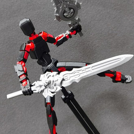 T13 Action Figure for Kids,3D Printed Titan 13 Figure with Multiple Accessories,Dummy 13 Desktop Decorative Toy(Black-red)