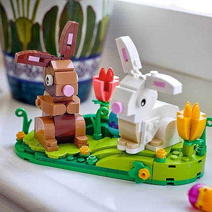 LEGO Easter Rabbits Display 40523 Building Toy Set, Includes Colorful Easter Eggs and Tulips, Easter Decorations