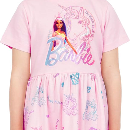 Barbie Dress | Short Sleeve Girls Unicorn Dress | Skater Dress for Girls