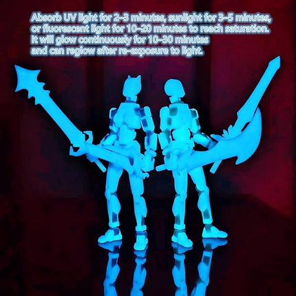 T13 Action Figures (Grow in The Dark Blue) Titan 13 Action Figures 3D Action Figure Set Already Assembled Dummy 13 Nova T-13 Robot 3D Printed Multi-Jointed Movable Toy (Blue Blue +Blue White)