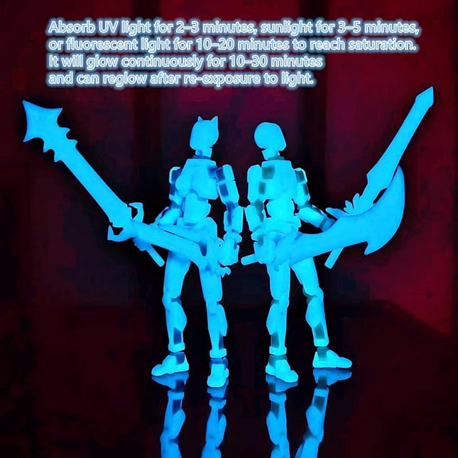 T13 Action Figures (Grow in The Dark Blue) Titan 13 Action Figures 3D Action Figure Set Already Assembled Dummy 13 Nova T-13 Robot 3D Printed Multi-Jointed Movable Toy (Blue Blue +Blue White)