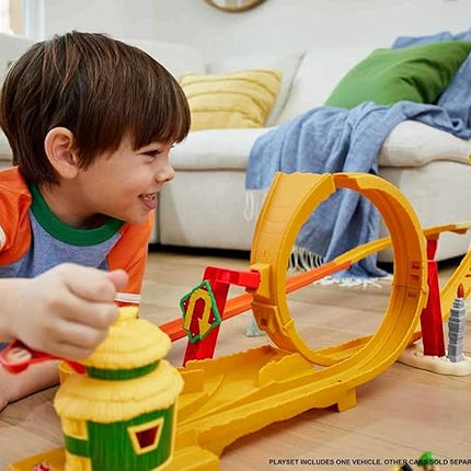 Hot Wheels Mario Kart Track Set & Toy Car, Super Mario Bros Jungle Kingdom Raceway, 3+ Feet Tall with Die-Cast Mario Kart & Waterfall Jump