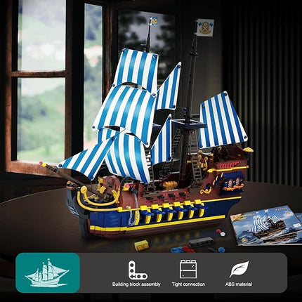 YESHIN Pirates Ship Model Building Blocks Kits, MOC Sailboat Model Construction Set to Build, Gift for Adult Collections Enthusiasts (2010+Pieces)