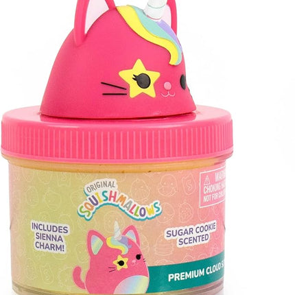 Original Squishmallows Sienna the Caticorn Premium Cloud Slime, Sugar Cookie-Scented, 8 oz., Storage Container with Figurine Topper, Rubber Charm, Goodie Bags Stuffers, Kids Party Favors, Sensory Toys