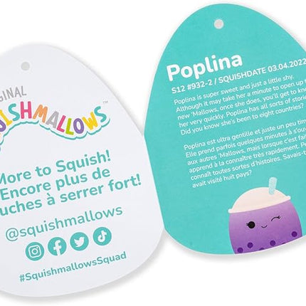 Squishmallows Original 12-Inch Poplina Purple Boba Tea with Blue Straw - Official Jazwares Plush