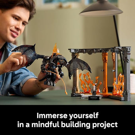 LEGO Icons The Lord of The Rings: Balrog Book Nook Kit - DIY Craft Building Set for Adults, 18+ - Collectible Gandalf Minifigure - Gift Idea for Birthdays - Home or Room Decor - 10367