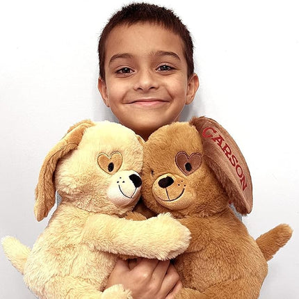 Let's Make Memories Personalized Hugging Plush Puppies - for Birthday - Puppy Love - Dog Stuffed Animal for Kids - for Boy - for Girl