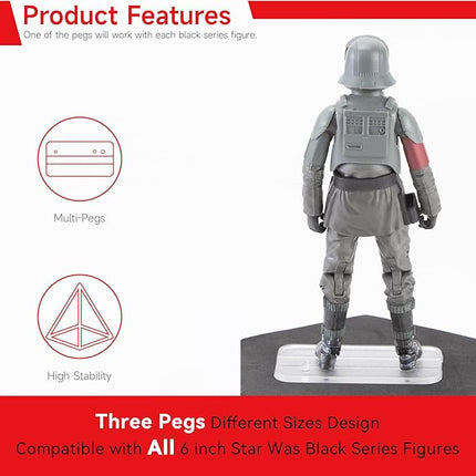 SIXPOINTS 36 Pieces 6 inch Action Figure Clear Display Stand Base,Model Support Stand Compatible with 1/12 Scale Star Wars Black Series Figure Toy (36Pcs Multi-PEG CLEAR)