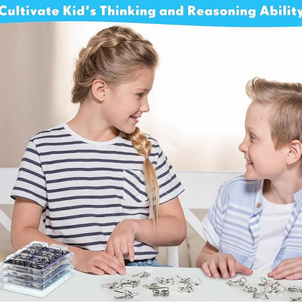 Lenwen Set of 96 Metal Puzzles for Adults with Pouch Puzzles for Adults IQ Test Disentanglement Puzzle Brain Game Unlock Interlock Game Magic Trick Toy Party Favor Challenge