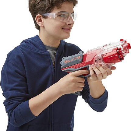 NERF Elite Disrupter Blaster - 6-Dart Rotating Drum, Slam Fire, Translucent Red (Amazon Exclusive)