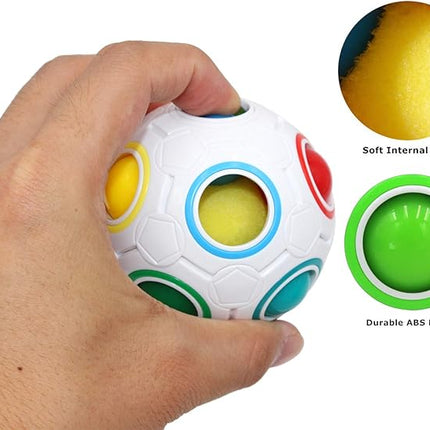Moruska Rainbow Puzzle Ball Cube Color Shift Ball Puzzle Brain Teaser Fidget Toy Road Trip Activities for Kids and Adults Stocking Stuffers for Boys Girls