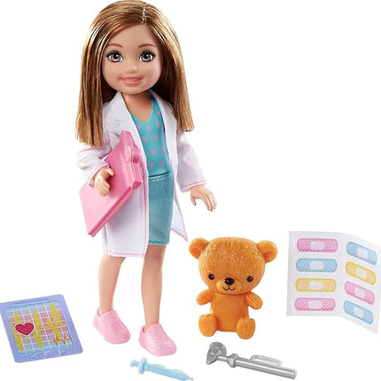 Barbie Playset with Brunette Chelsea Can Be Doctor Doll & Accessories Including Clipboard, Medical Tools & Bandage Stickers