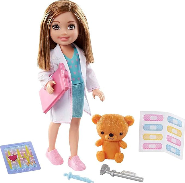 Barbie Playset with Brunette Chelsea Can Be Doctor Doll & Accessories Including Clipboard, Medical Tools & Bandage Stickers