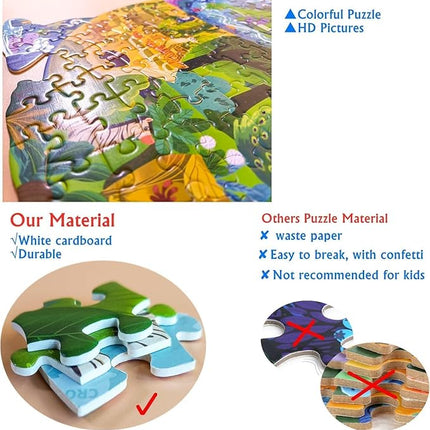 Puzzles for Kids Ages 4-6-8, 136 Piece Kid Puzzles Turtle Animal Shape Jigsaw Puzzles Learning Educational Toys Birthday Gifts for Boys Girls Ages 4 5 6 7 8 9 10(Turtles)