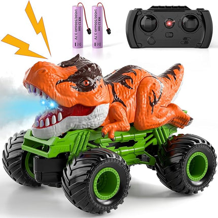 Bennol Remote Control Dinosaur Car for Boys Kids, 2.4Ghz RC Dinosaur Truck Toys for Toddlers, Electric Hobby RC Car Toys with Light & Sound Spray Birthday Gift for 3 4 5 6 7 8 Year olds Kids Boys