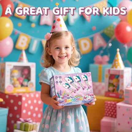 3-in-1 Outdoor Toys for Kids Ages 3-8, Unicorn Rocket Launcher, Ring Toss & Musical Jump - Backyard Indoor Active Play Set for Boys Girls, STEM Learning Toys Birthday Gift for 3 4 5 6 7 8 Years Old