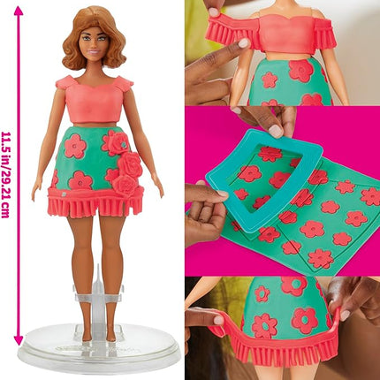 Play-Doh Barbie Florals and Fringe Set, Make Doll Clothes with Modeling Compound & 9 Fashion Accessories, Arts & Crafts for Girls & Boys 5+