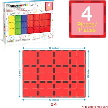 PicassoTiles Magnetic Building Block Tiles Supersize Stabilizer Base Toy Large Size Magnet Tile Plate Jumbo XL Add On Durable Foundation Compatible Education Construction STEM Learning Stacking Set