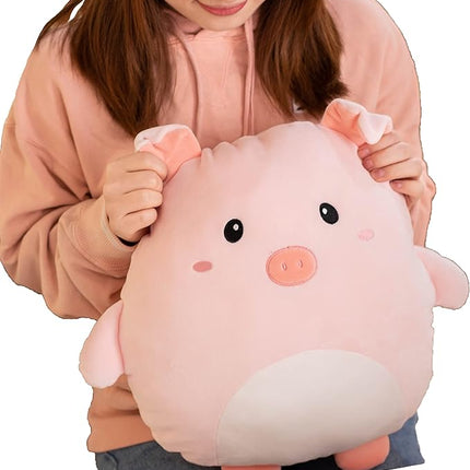 Soft Flat Pig Plush Hugging Pillow Cute Pink Pig Stuffed Animal Piggy Plushies Toys Kids Piglet Anime Cushion for Birthday, Valentine's Day, Christmas...16.5 Inch