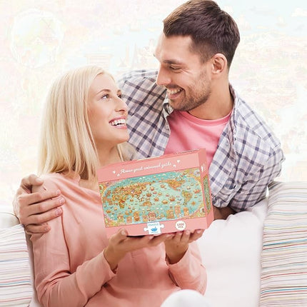 MOMIBOOK Puzzles for Adults 1300 Pieces Jigsaw Puzzles of Flower Great Universal Guide, Painting Image World Map Challenging Hard Impossible Puzzle Unique Funny Party Christmas Birthday Gifts